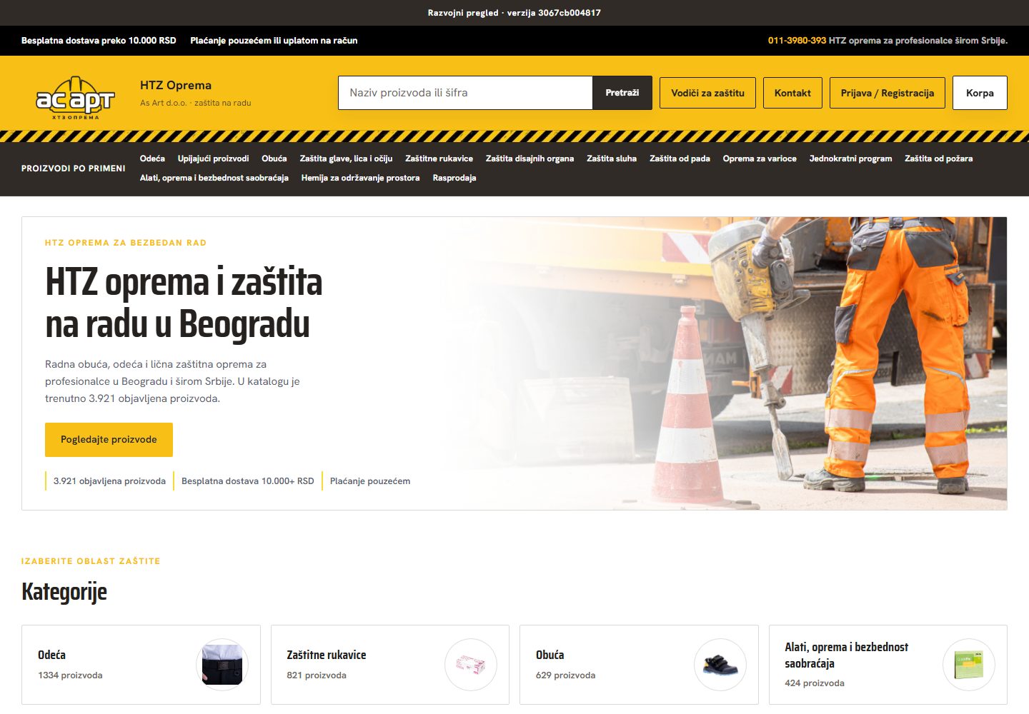 Nova HTZ prodavnica sa kategorijama zaštitne opreme.