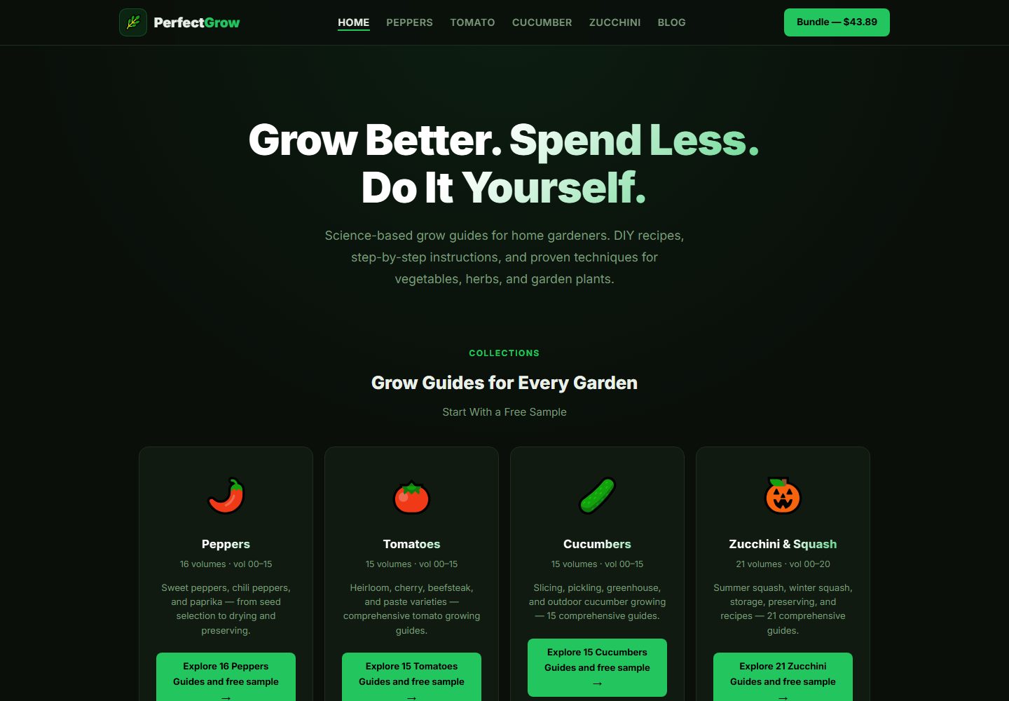PerfectGrow kolekcija vodiča za uzgoj povrća u kućnoj bašti.